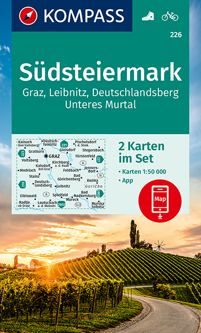MAIRDUMONT KOMPASS Wanderkarte 226 Südsteiermark, Graz, Leibnitz, Deutschlandsberg, Unteres Murtal (2-K-Set)
